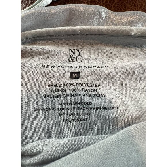 Metallic Silver Tiered Tank Top New York & Company M Fairy Y2K Boho Cute Goth - Picture 2 of 5